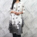 BLACK-WHITE CREPE FULL SUIT