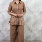 BROWN MUL CHANDERI CO-ORD SET