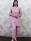 LILAC MUL-CHANDERI CO-ORD SET WITH MIRROR
