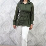 White Pant with Bottle Green Shirt Co-ord Set