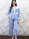 White Blue Stripes Co-ord Set