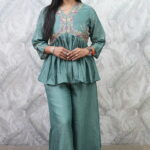 SAGE GREEN PEPLOME WITH PLAZZO