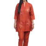RUST FLOWER TREAD WORK CO-ORD SET