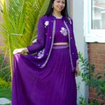 PURPLE SKIRT CROP TOP WITH JACKET