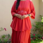 Orange Hi-Low Pattern Outfit